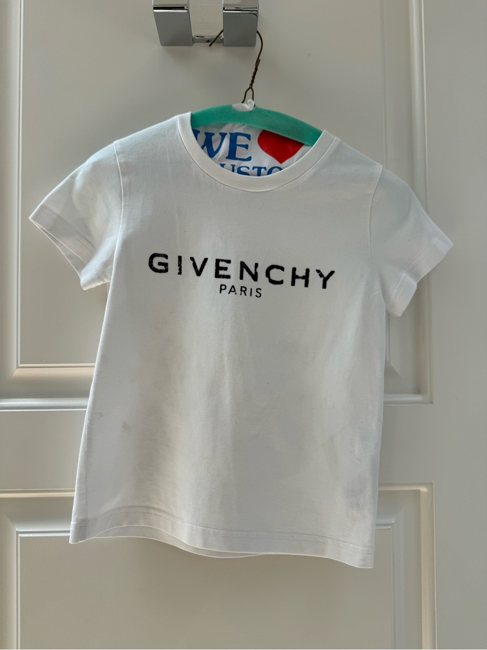 Unisex Givenchy White Tee with Black Logo for Kids